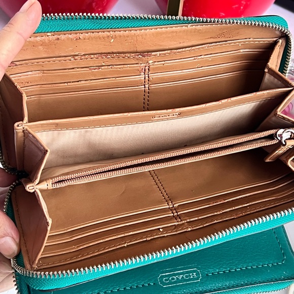 Coach Turquoise Leather Zip Wallet - Picture 6 of 13